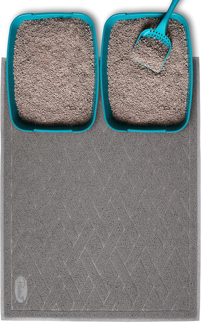Pawkin extra large gray pet litter trapping mat layout in modern living room