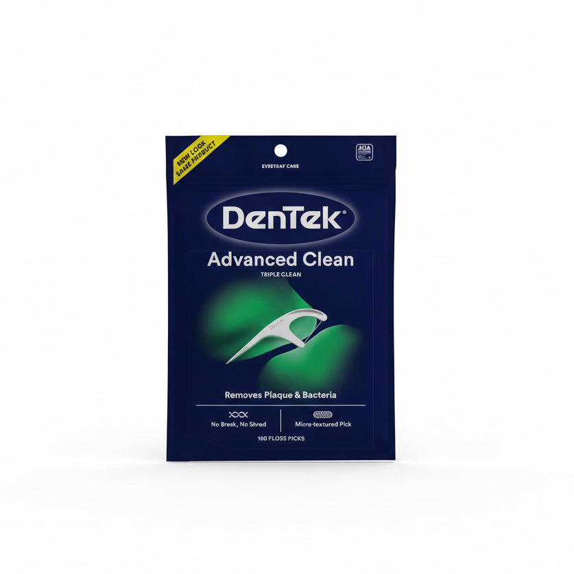 DenTek Advanced Clean Triple Clean Floss Picks 150 Count front view package
