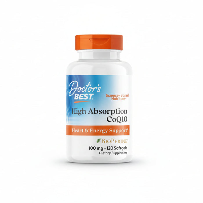 Doctor's Best High Absorption CoQ10 120 Softgels front view supplement bottle