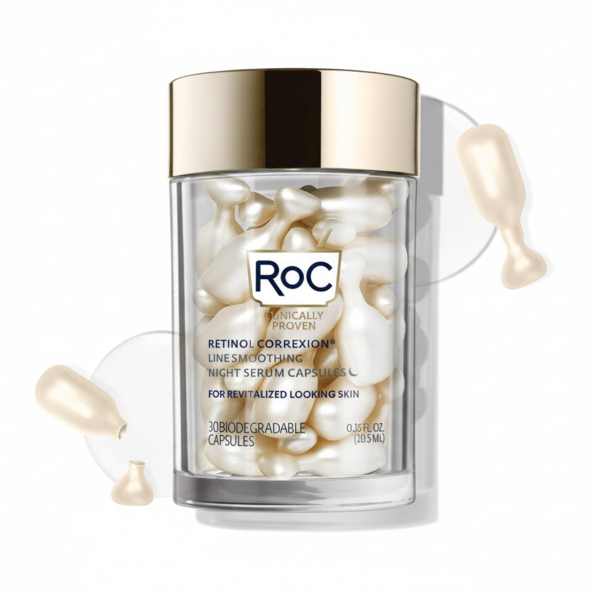 RoC Retinol Correxion Line Smoothing Night Serum Capsules front view bottle