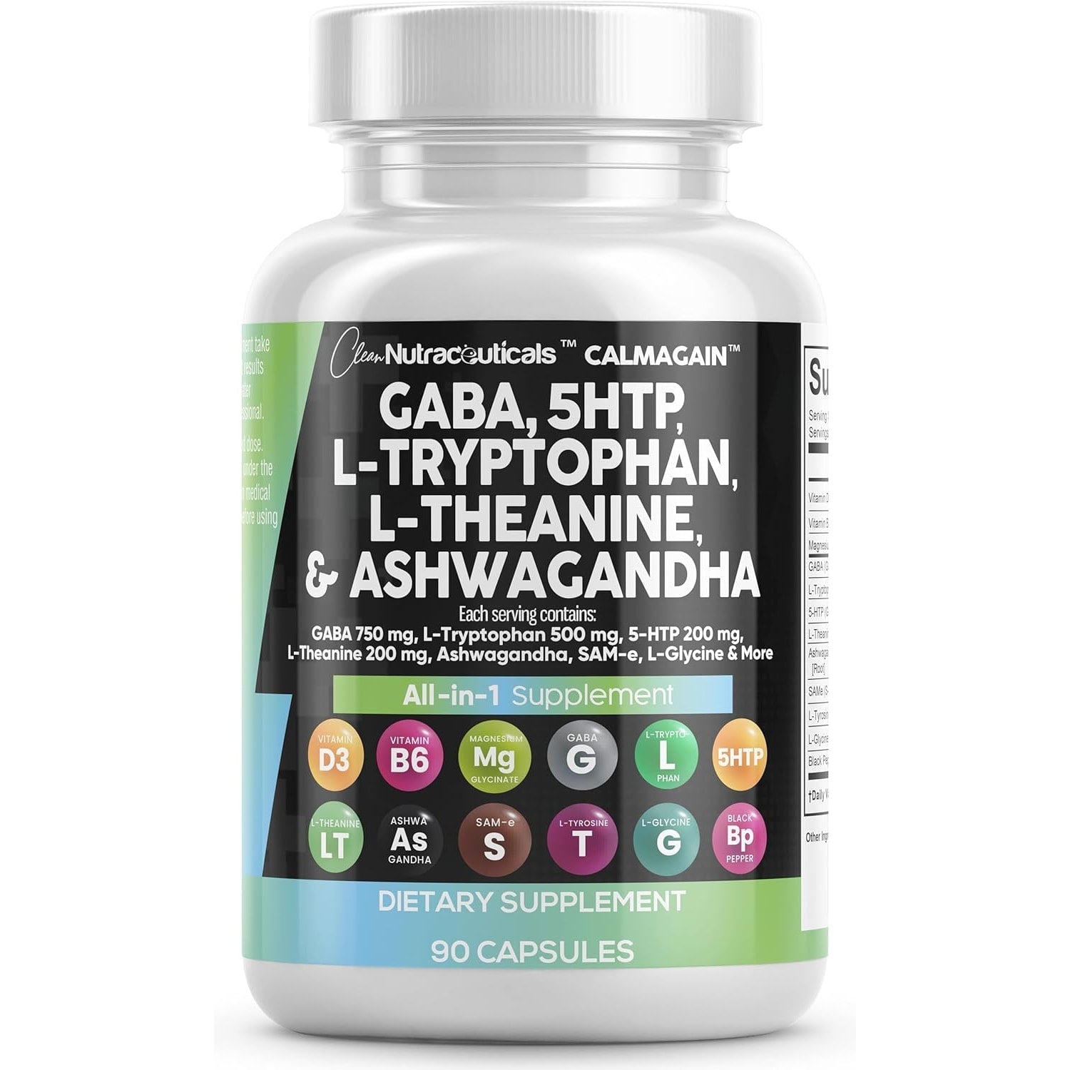 Clean Nutraceuticals CalmAgain Mood Support front label 90 capsules