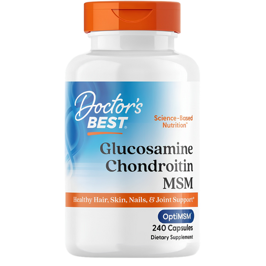 Doctor's Best Glucosamine Chondroitin MSM 240 Capsules front view joint support supplement