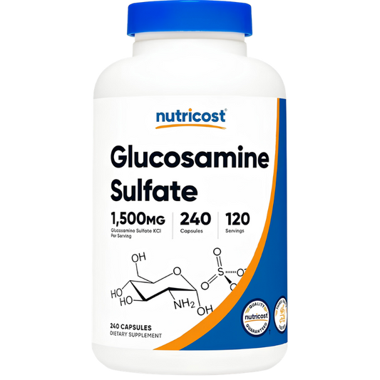 Nutricost Glucosamine Sulfate joint support supplement front view bottle
