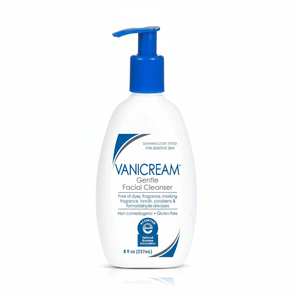 Vanicream Gentle Facial Cleanser eight ounce front view pump bottle for sensitive skin care