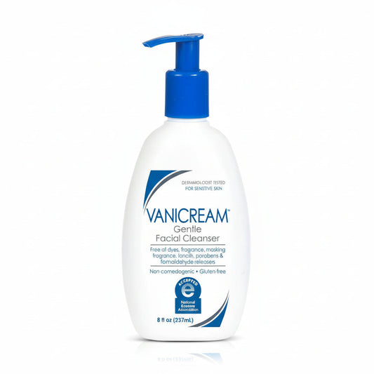 Vanicream Gentle Facial Cleanser eight ounce front view pump bottle for sensitive skin care
