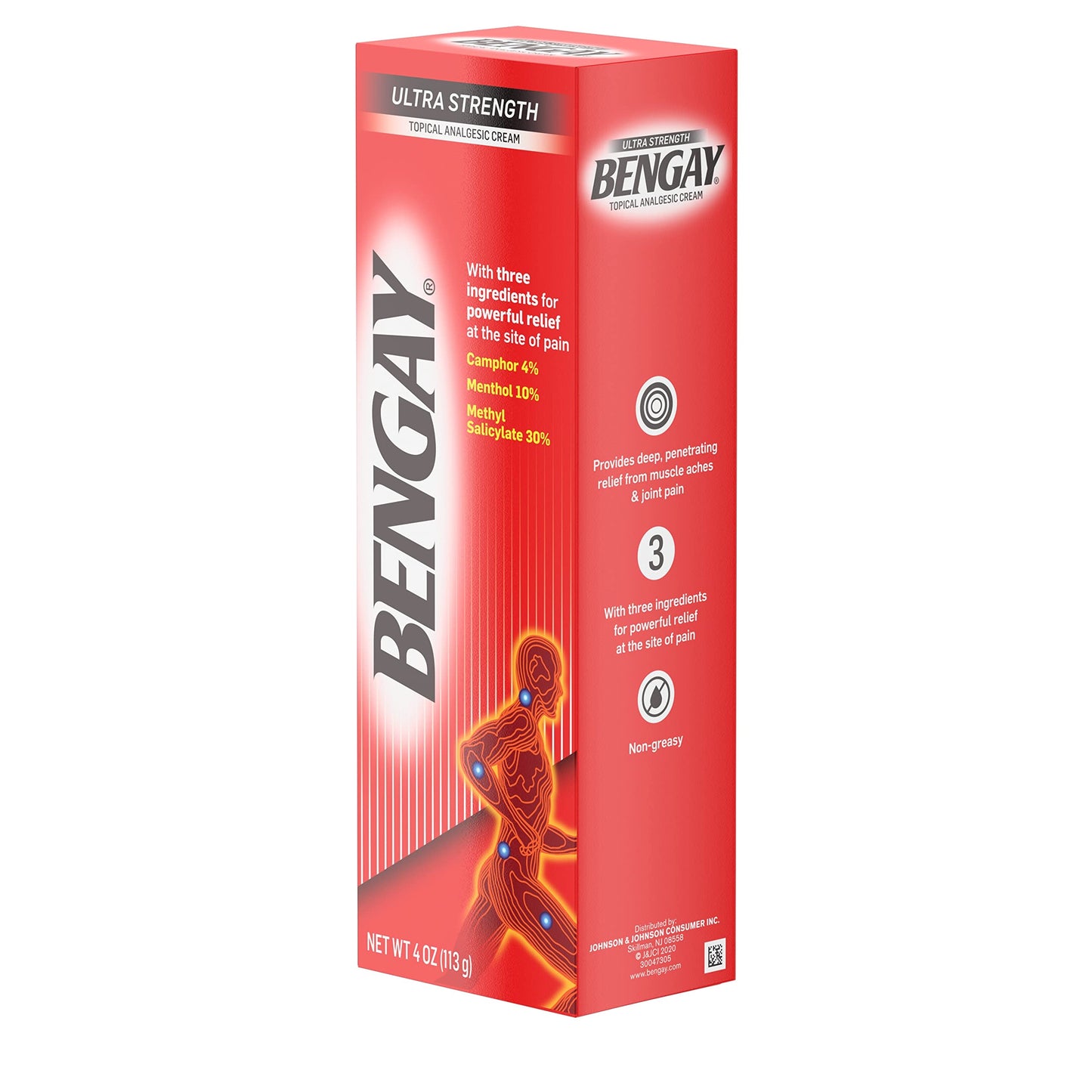 Bengay Ultra Strength Pain Relief Cream 4 oz box left angle view
