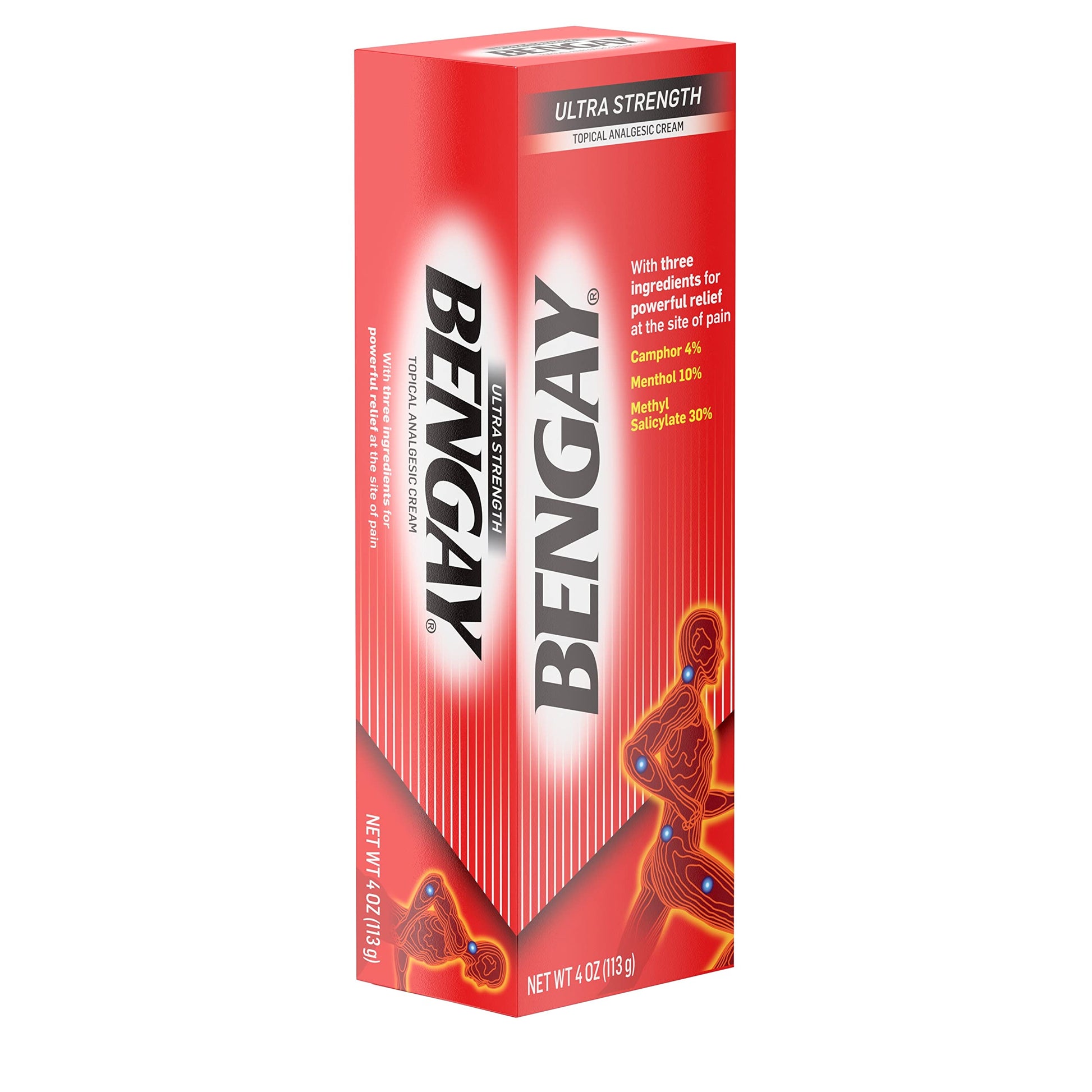 Bengay Ultra Strength Pain Relief Cream 4 oz box right angle view