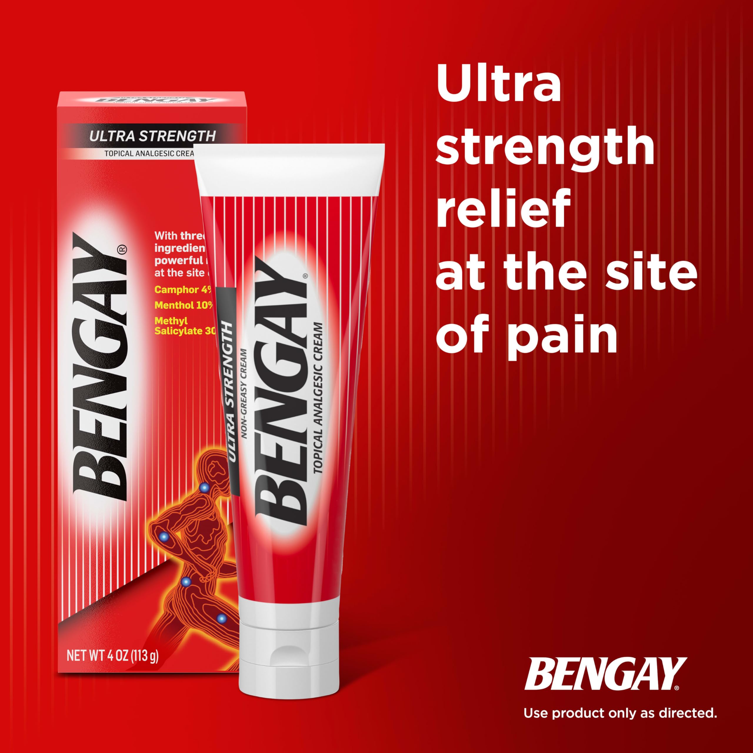 Bengay Ultra Strength cream gives relief at the site of pain