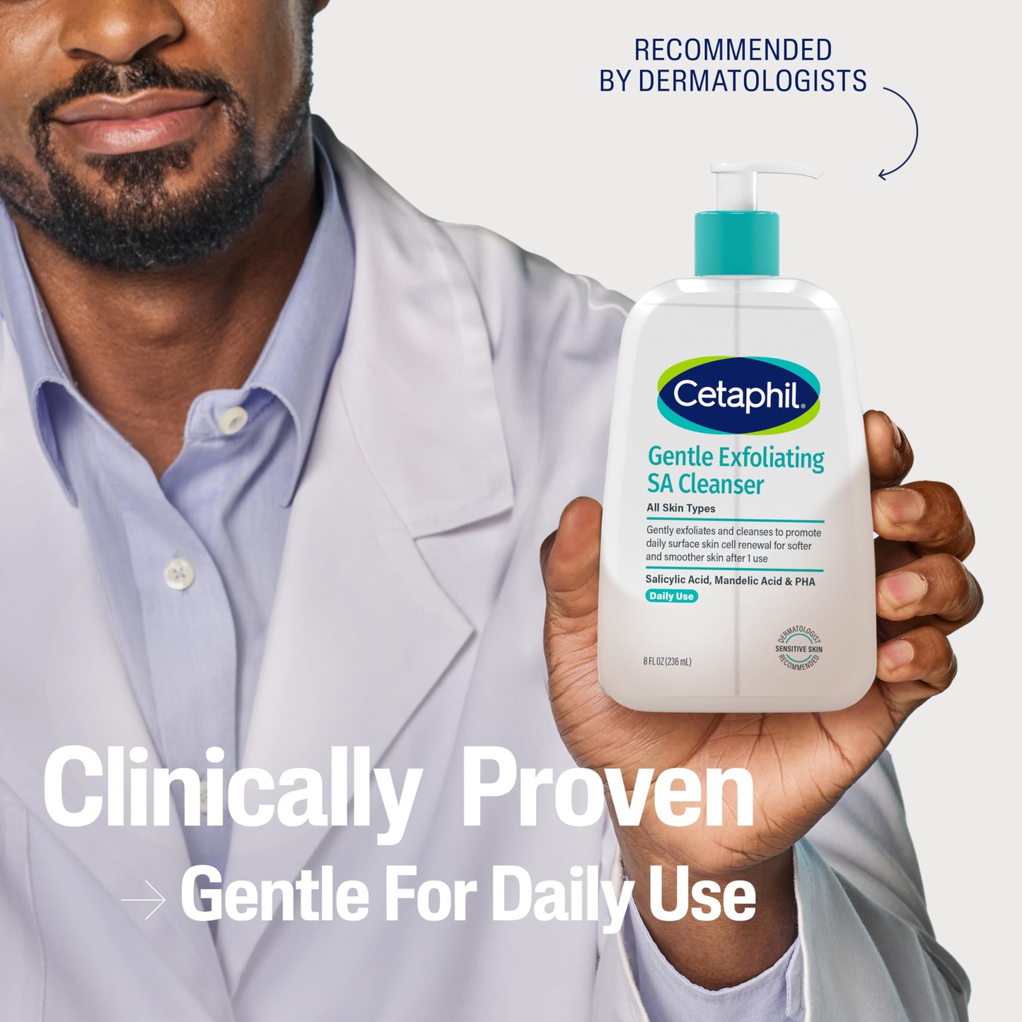 Cetaphil SA Cleanser clinically proven gentle for daily use - recommended by dermatologists