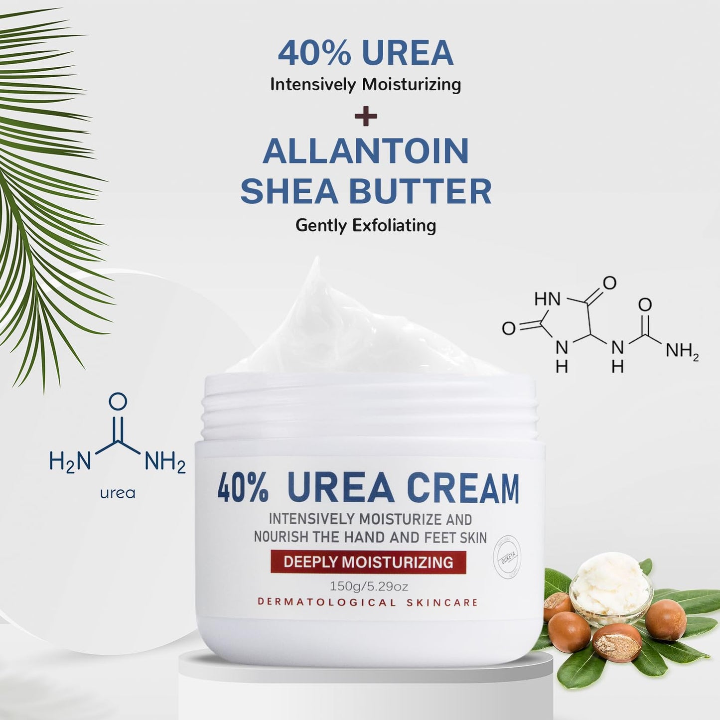 OUKEYA maximum strength foot cream texture showing thick white moisturizing lotion