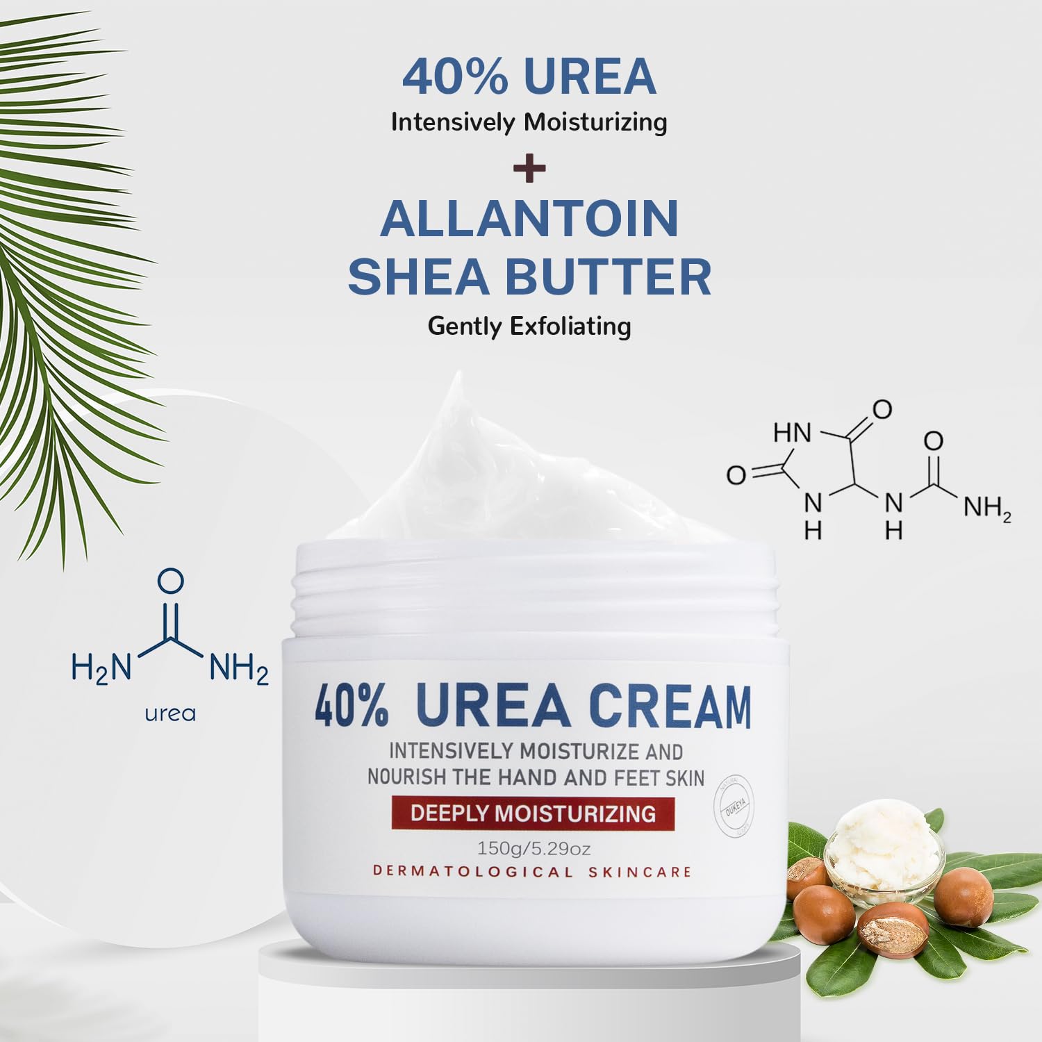 OUKEYA maximum strength foot cream texture showing thick white moisturizing lotion