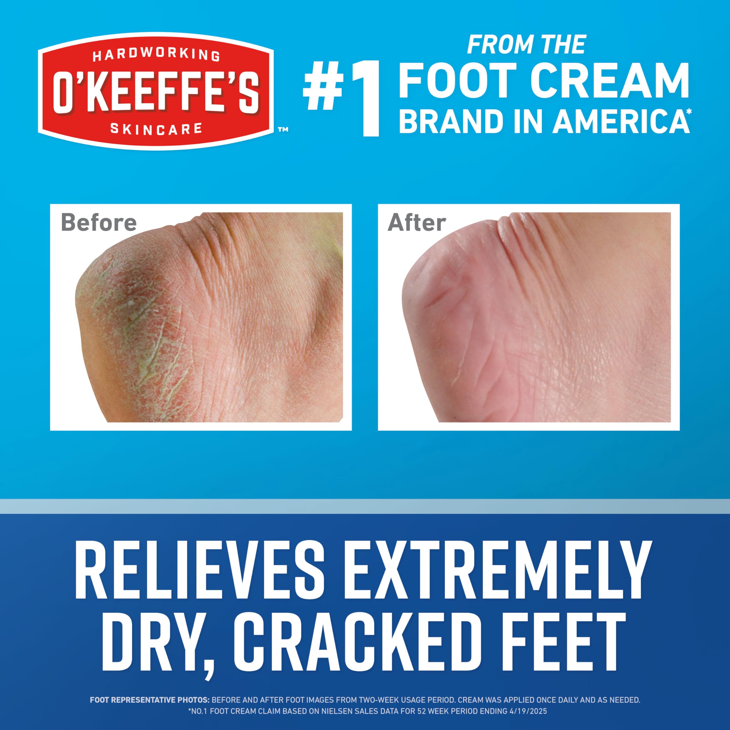 O'Keeffe's foot cream for extremely dry skin showing authentic USA packaging