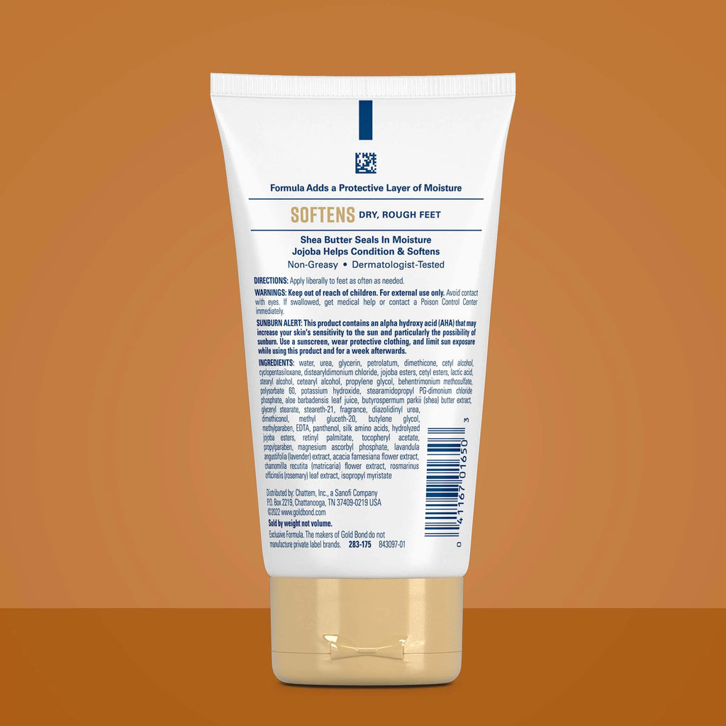 Gold Bond foot cream tube showing shea butter ingredients