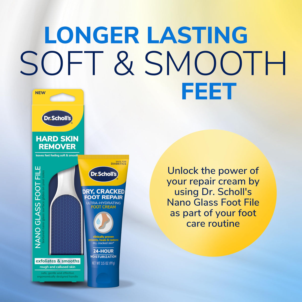 Dr. Scholl's foot cream tube next to packaging box