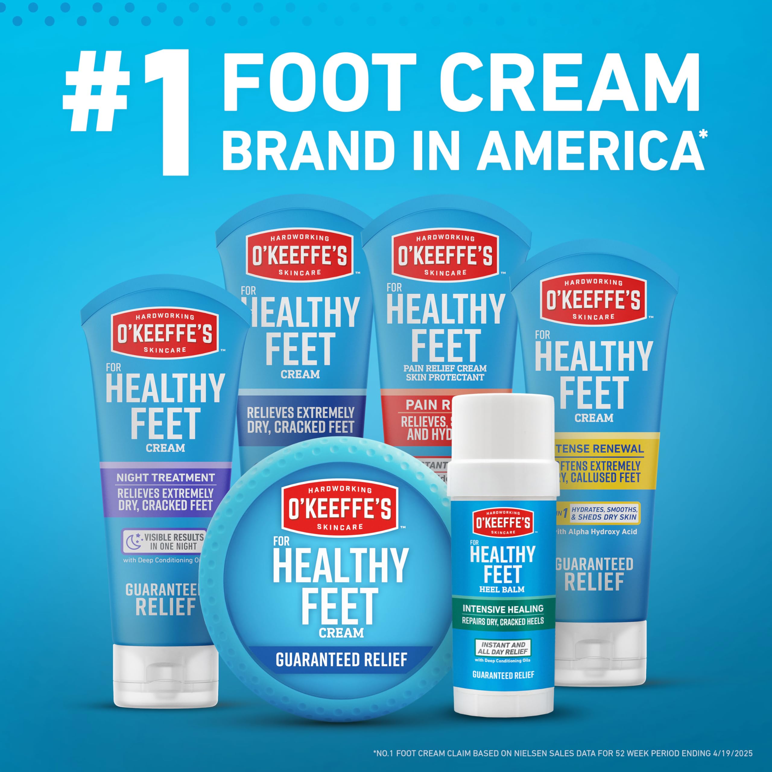 O'Keeffe's cracked feet treatment tubes displayed on a clean surface showing product size.