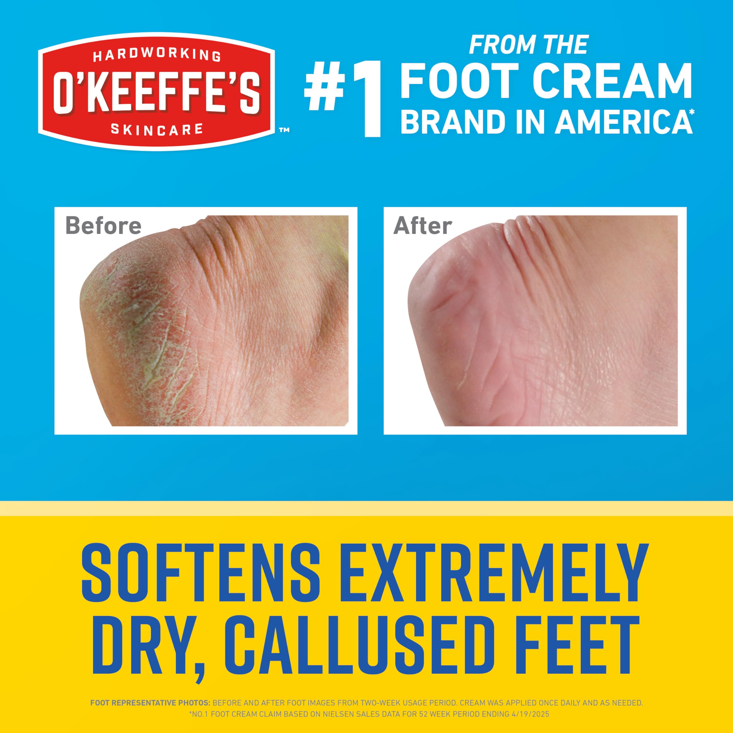 Texture shot of O'Keeffe's foot cream for cracked heels showing the thick concentrated moisturizing formula