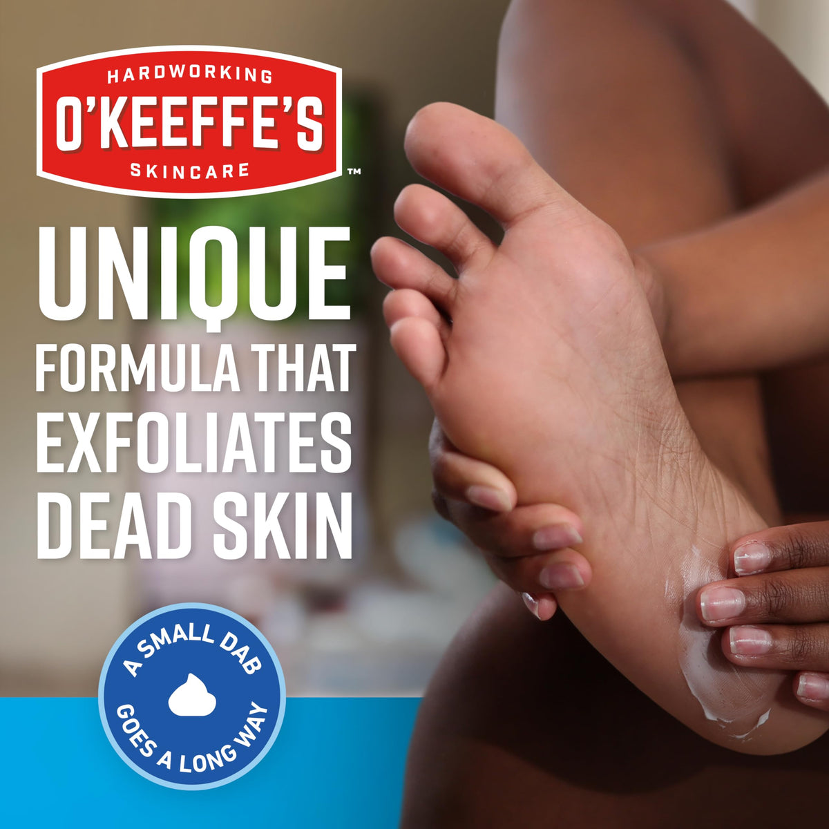 O'Keeffe's foot cream displayed next to its original box