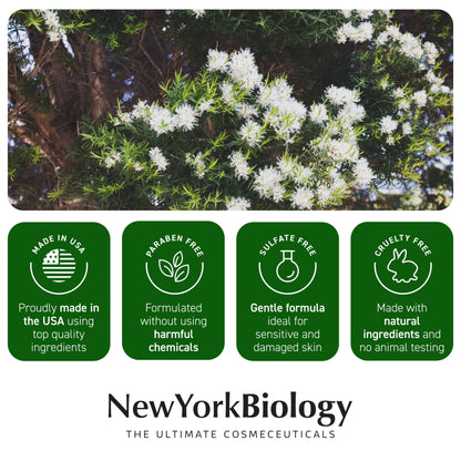 New York Biology authentic imported beauty product cap details and safety seal orientation.