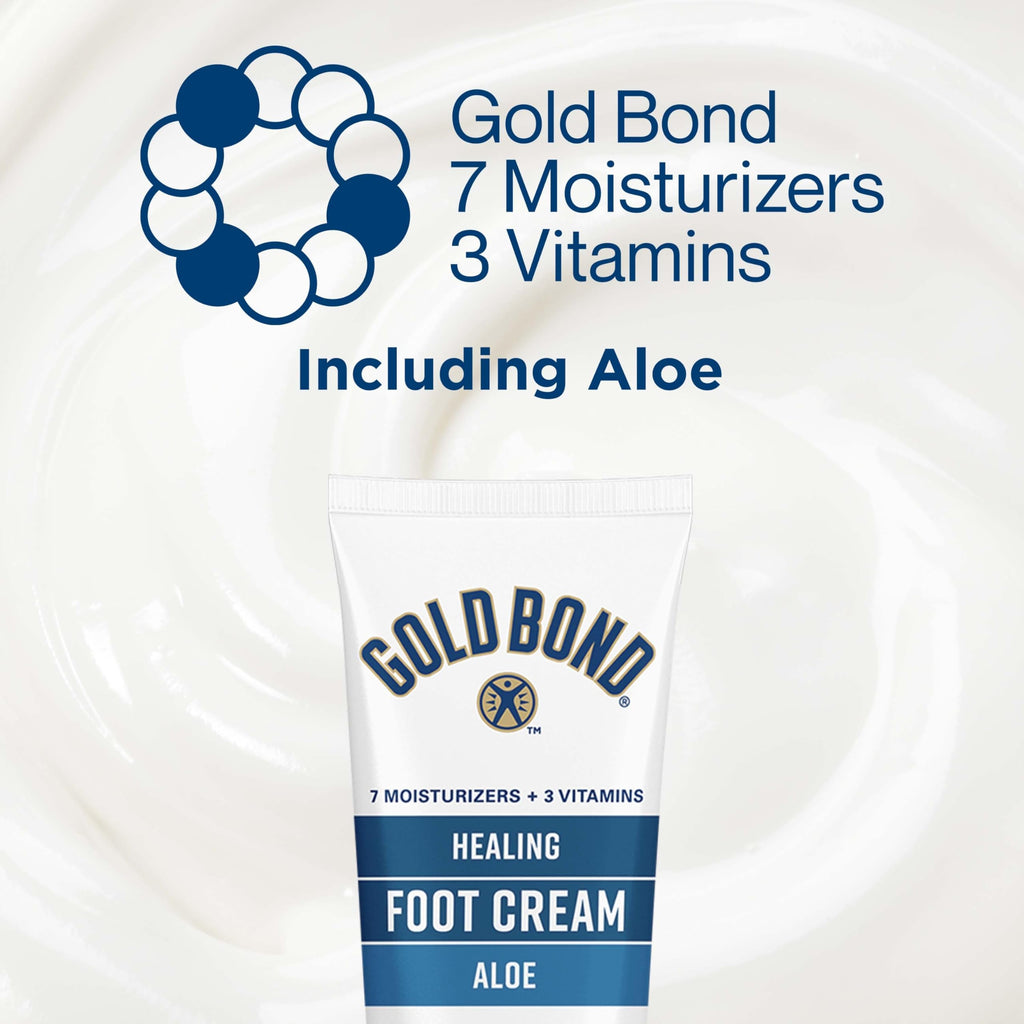 Texture demonstration of Gold Bond moisturizing foot cream being applied