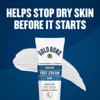 Lifestyle presentation of Gold Bond foot cream for dry cracked heels
