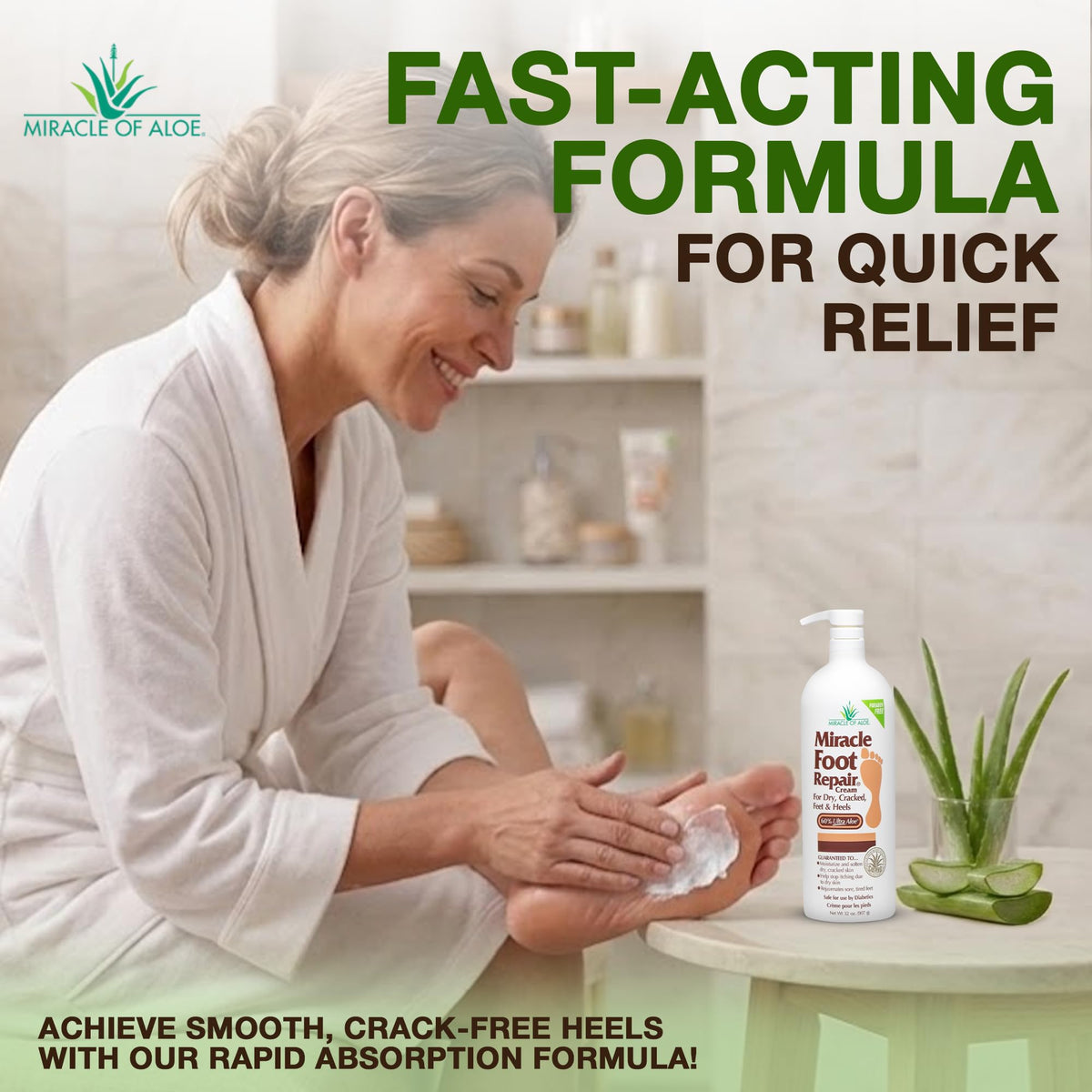Miracle of Aloe foot repair cream size comparison thirty two ounce