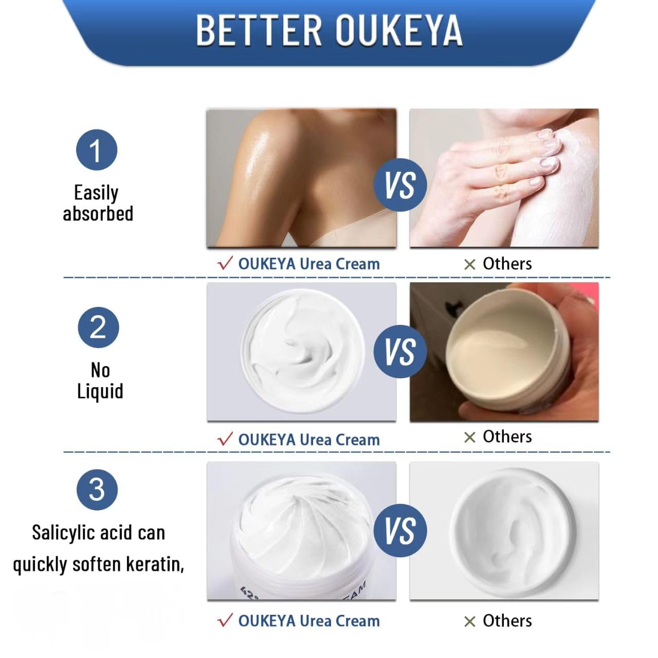 Side profile of OUKEYA intensive repair cream highlighting natural botanical ingredients like tea tree oil