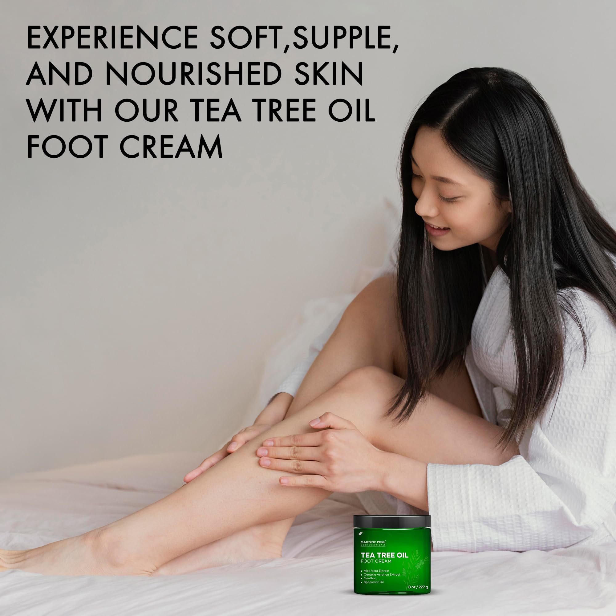 Tea tree oil foot cream with aloe vera extract packaging angle