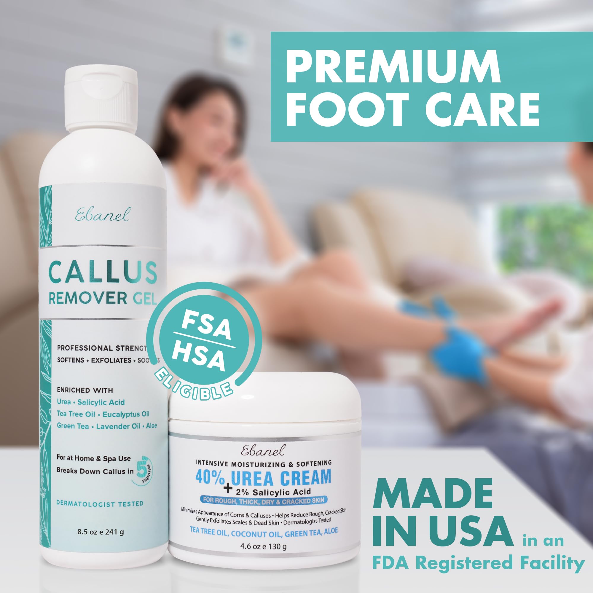 Ebanel intensive foot care set containing exfoliating gel and cracked heel repair cream