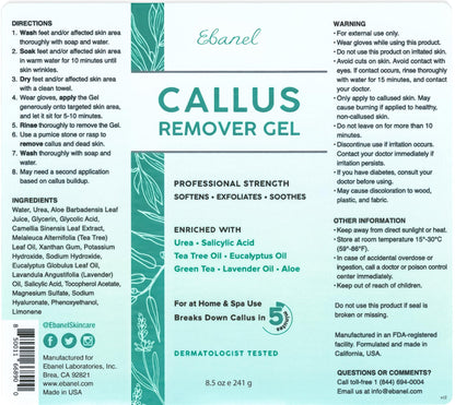 Application process demonstrating Ebanel callus remover gel being applied to rough heels