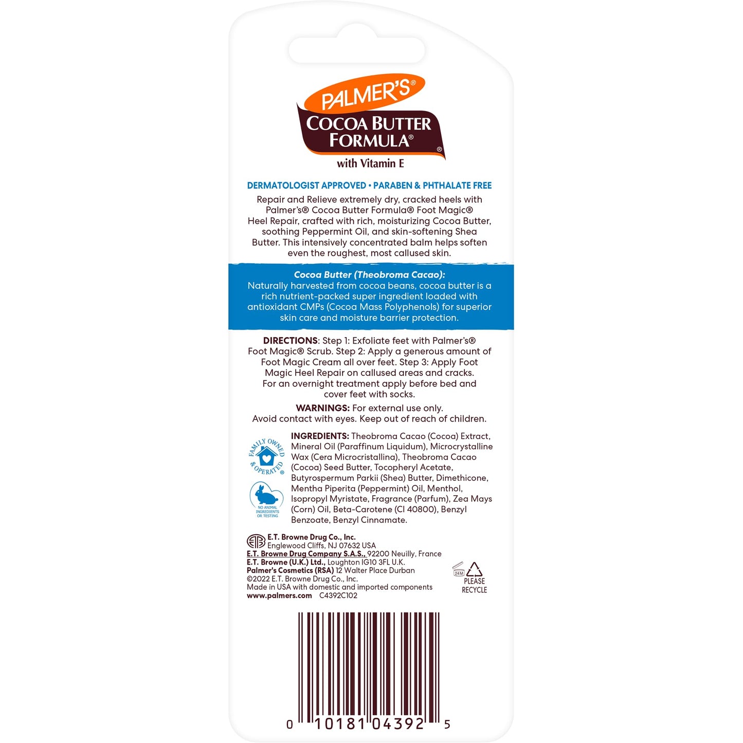 Palmer's foot balm stick showing the no-mess twist-up applicator mechanism