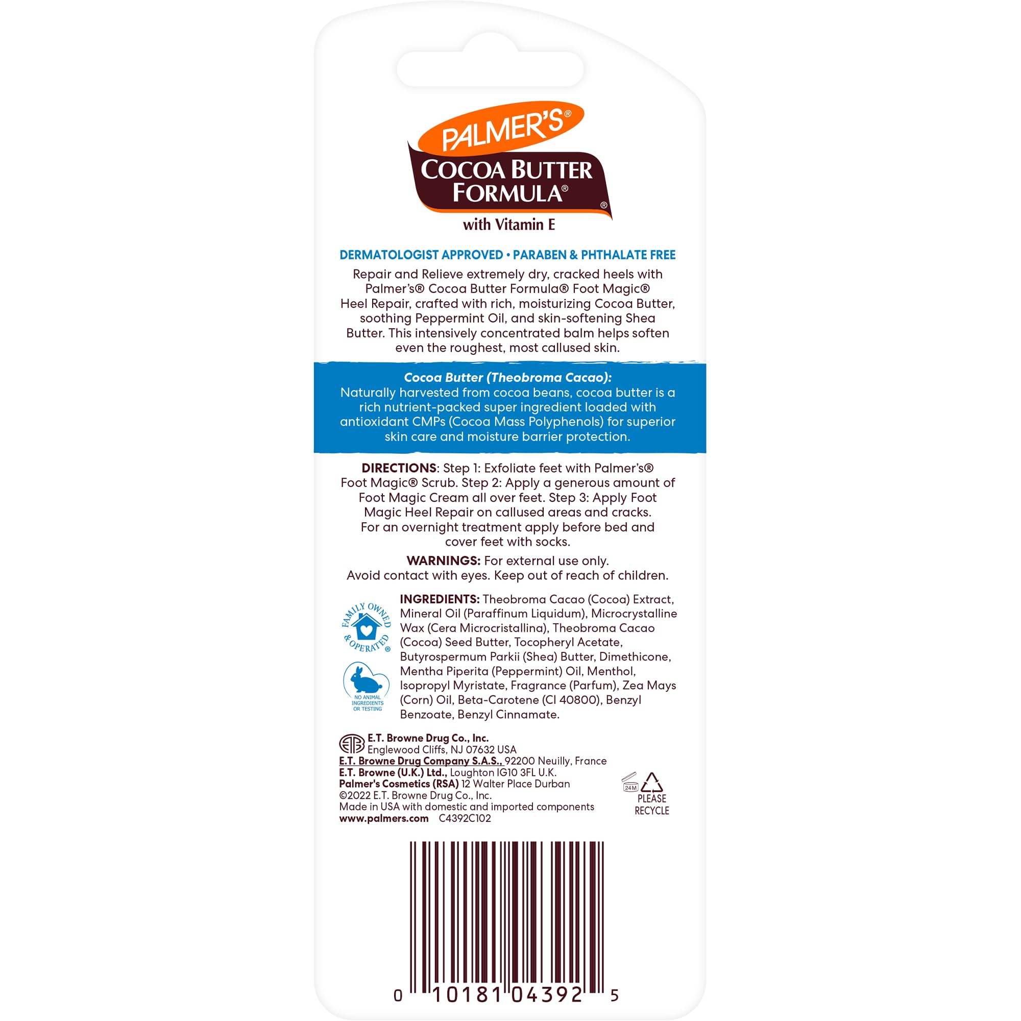 Palmer's foot balm stick showing the no-mess twist-up applicator mechanism