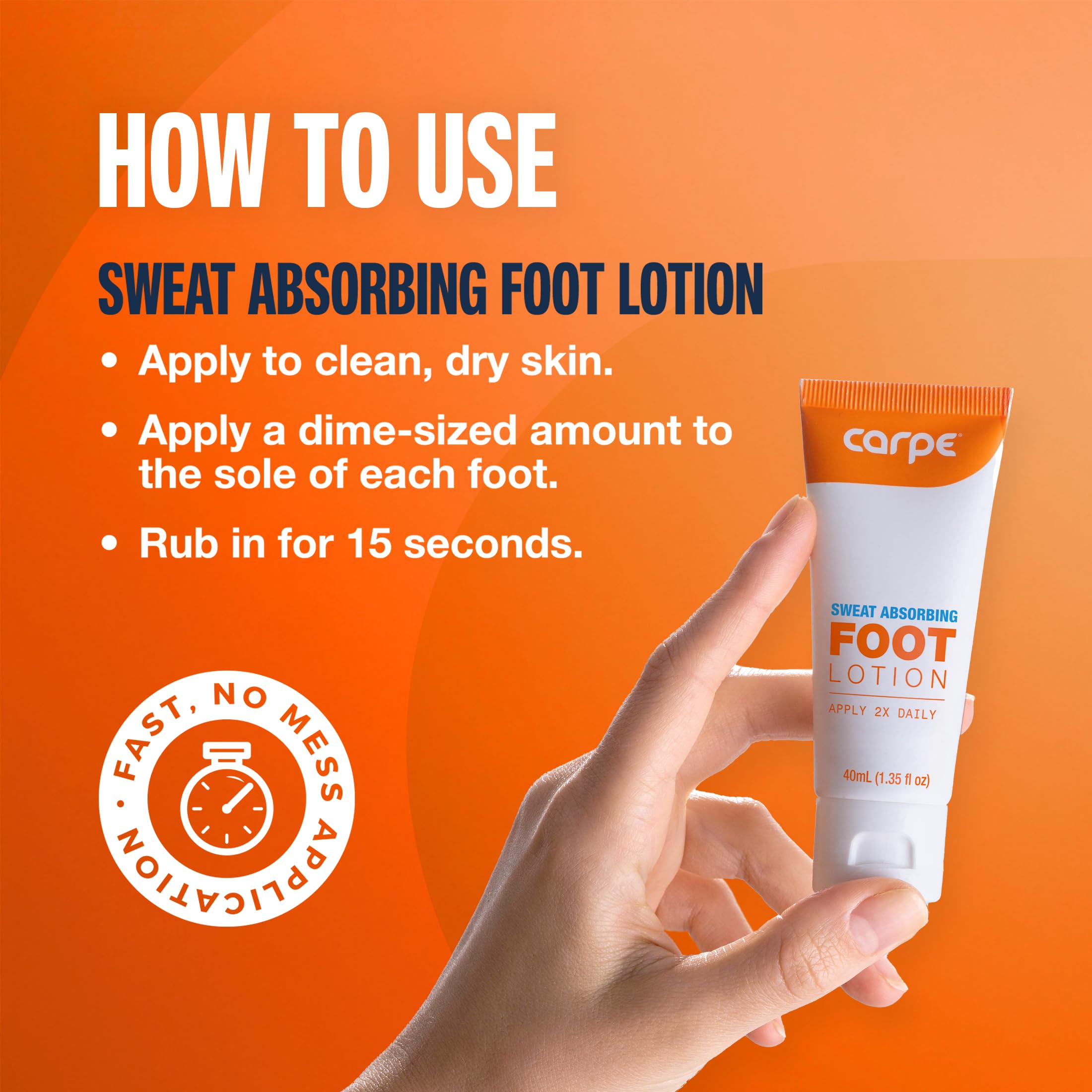 Two blue tubes of Carpe sweat absorbing lotion side by side on a clean white surface.