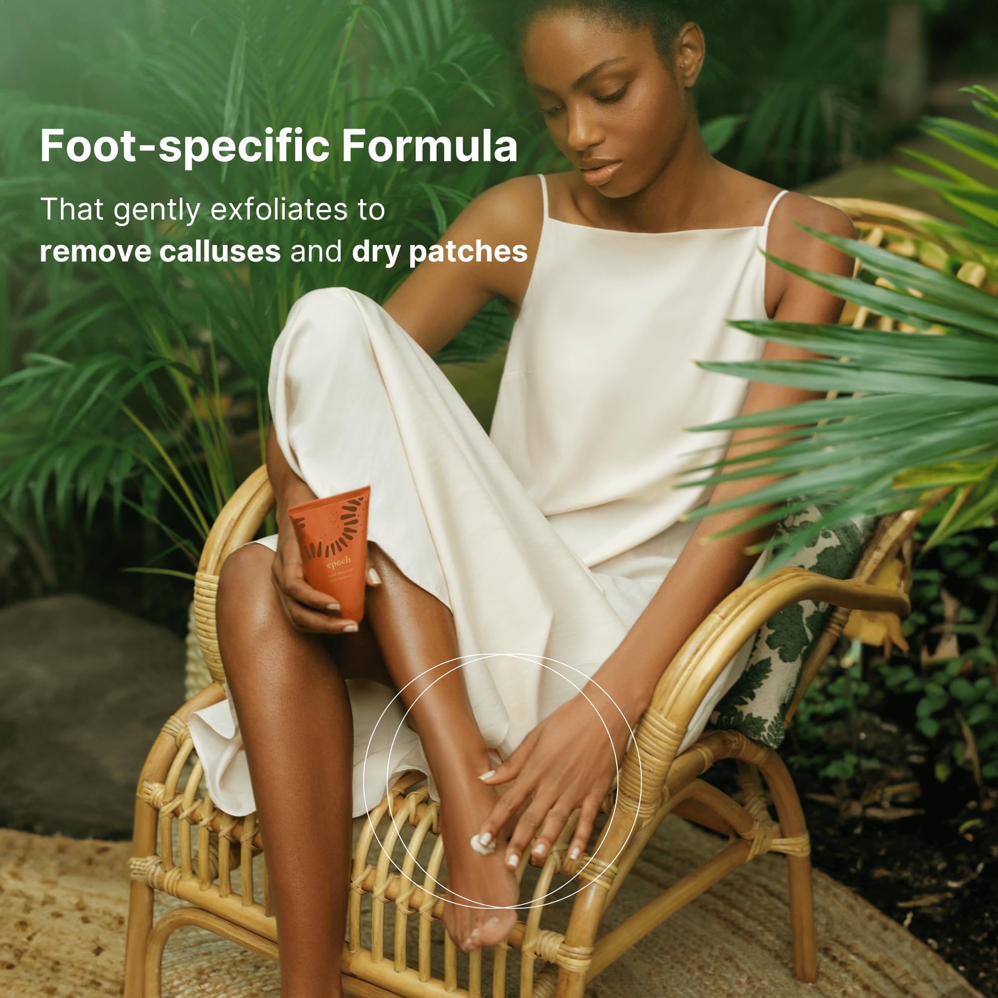 Dermatologist tested foot cream for dry rough skin and callus removal.