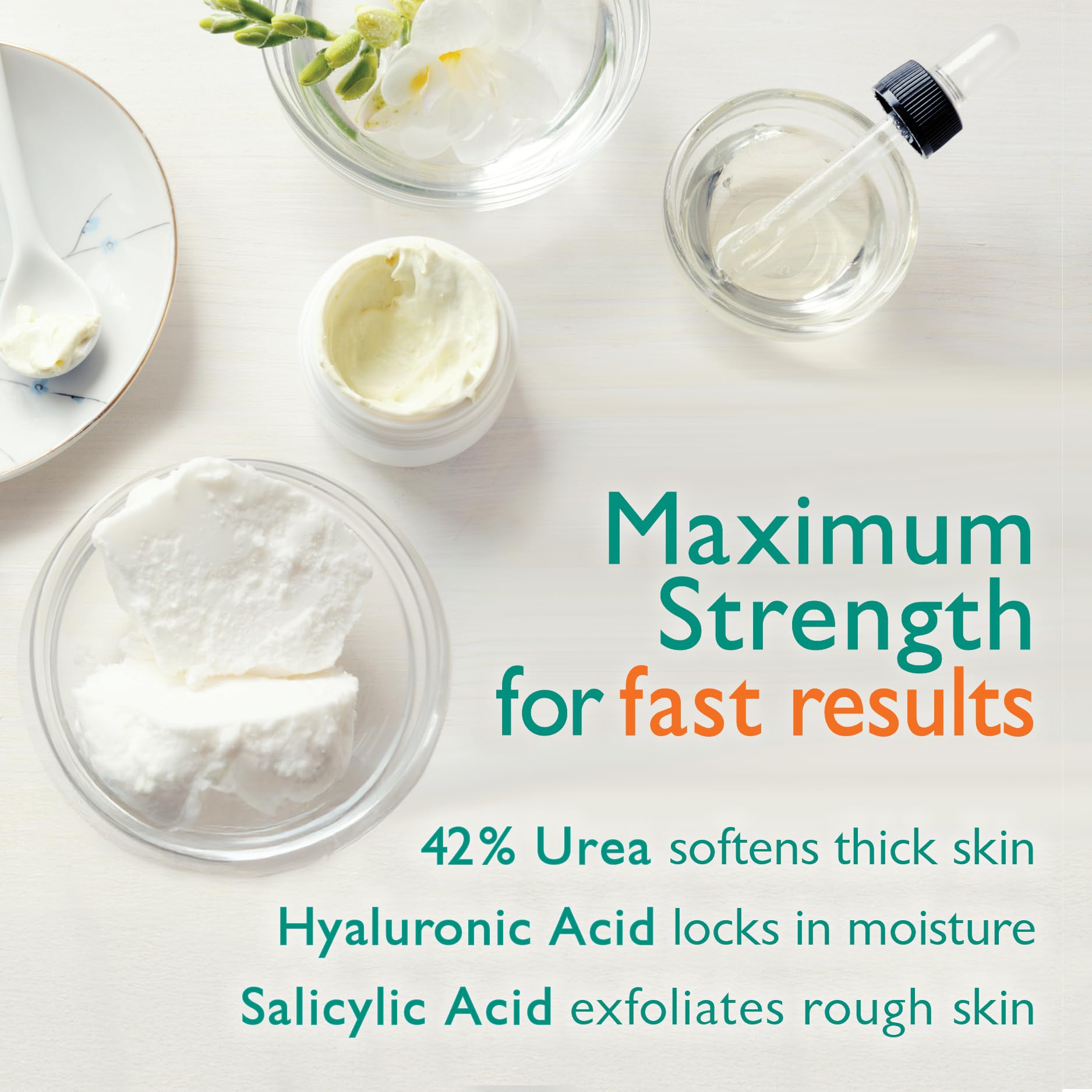 Close up of product label showing ingredients for 42 percent urea gel.