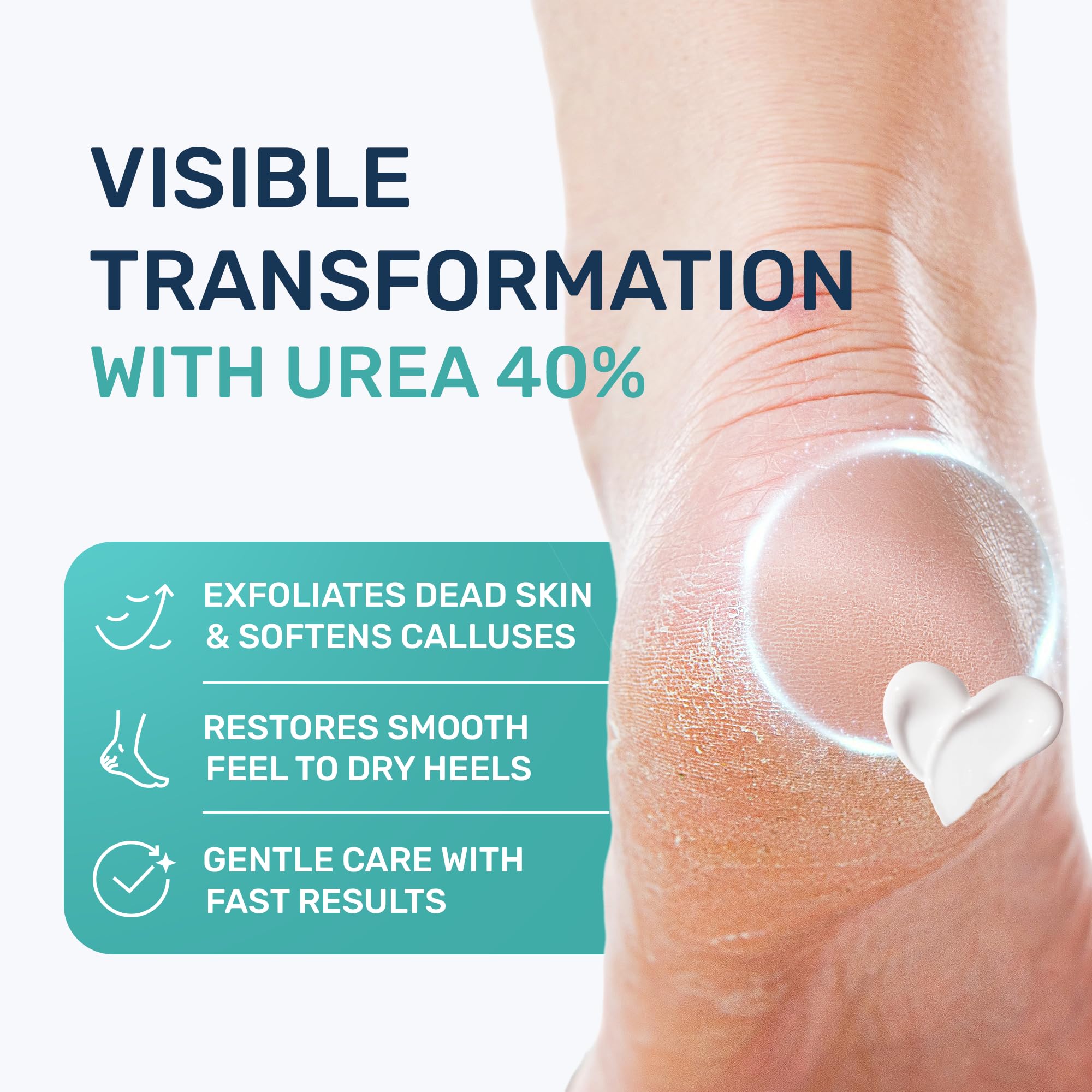 Maximum strength foot exfoliating lotion texture with salicylic acid and tea tree oil