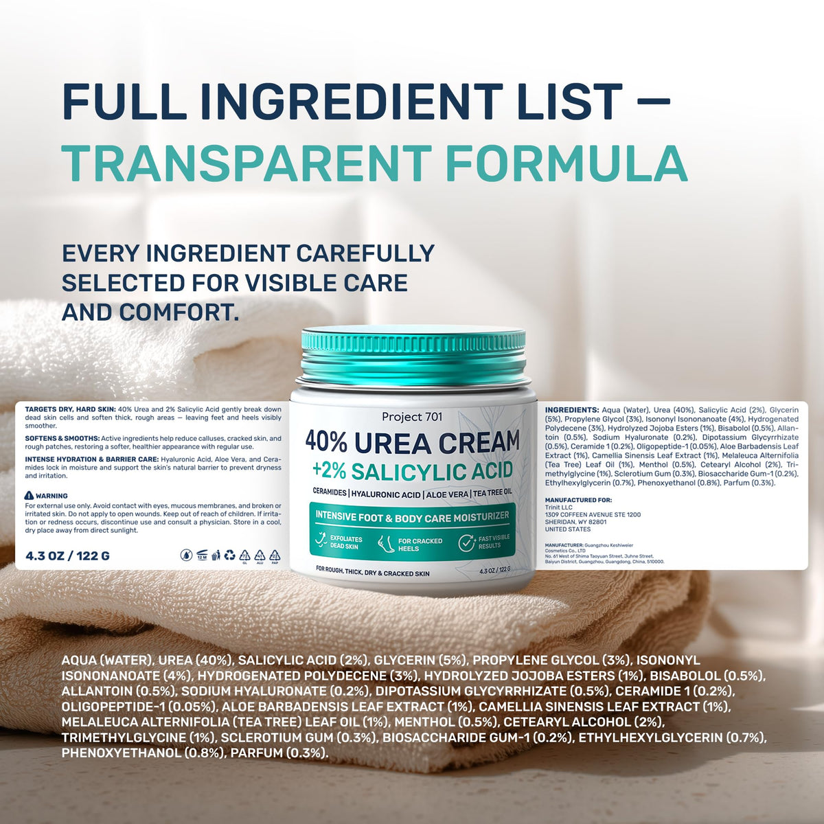 Project 701 Urea Cream usage instructions graphic