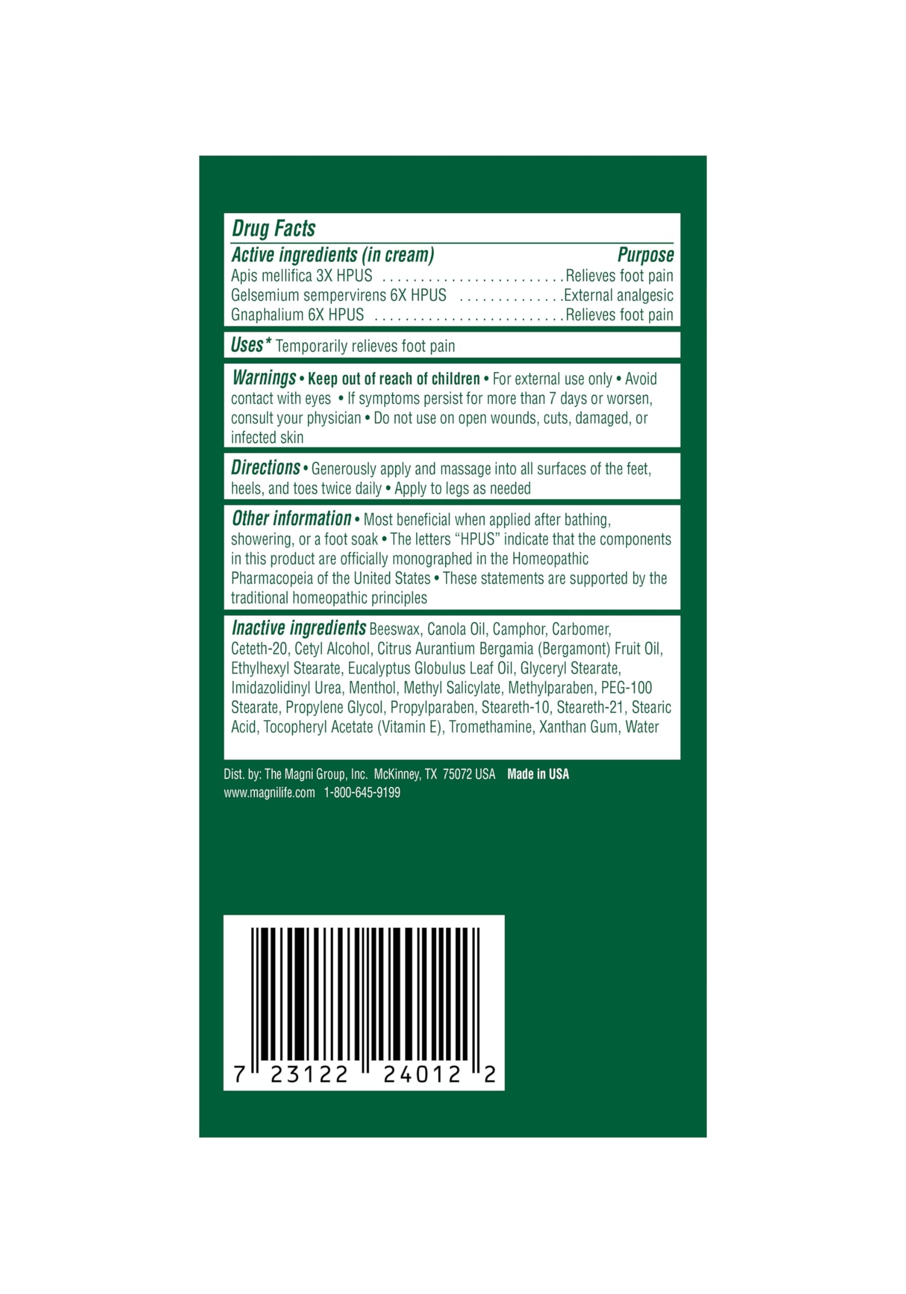 MagniLife DB four ounce pain relieving cream container emphasizing the fragrance free and dye free labels.