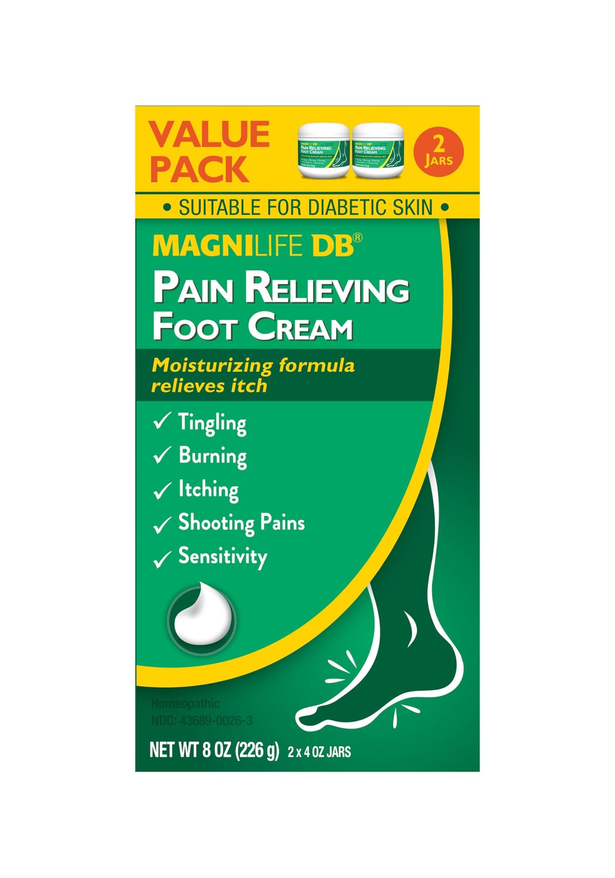 Authentic USA sourced MagniLife foot cream dual jar display
