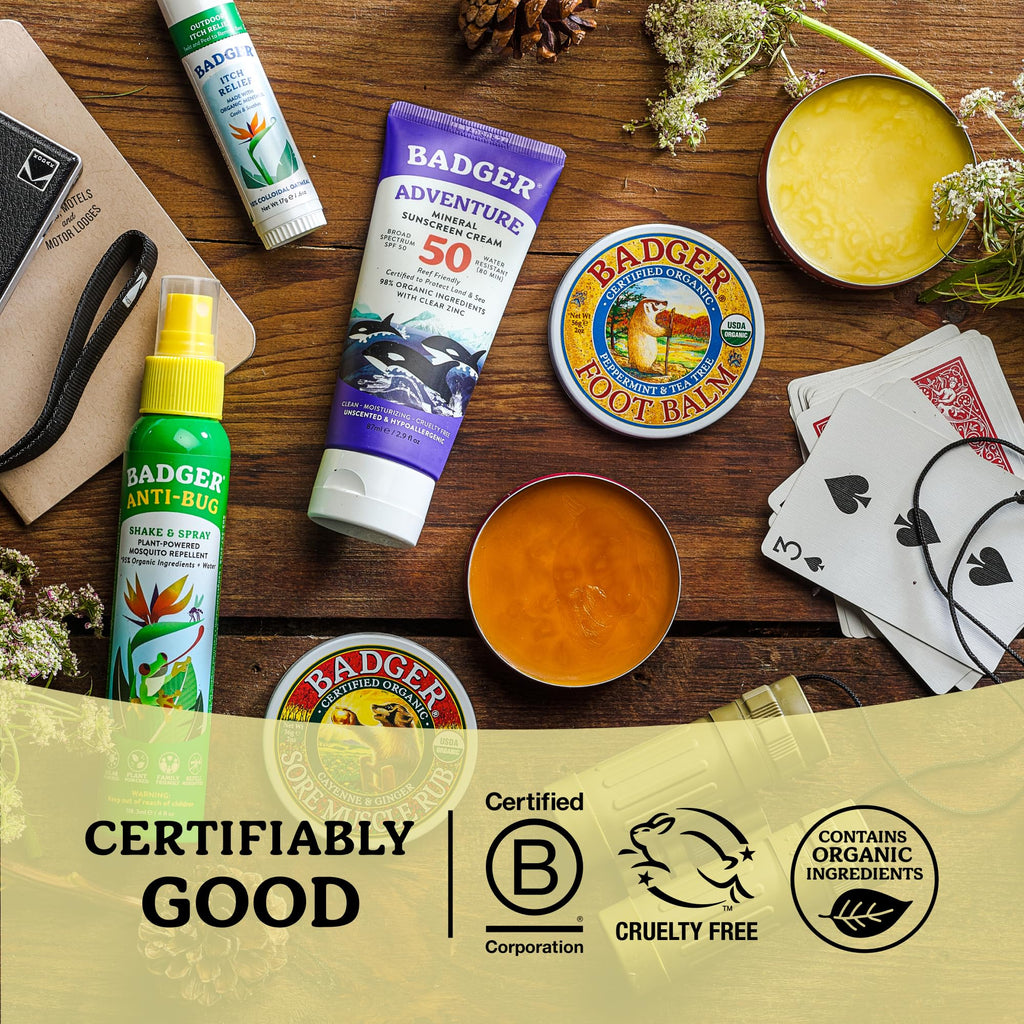 Badger 2 ounce foot balm lifestyle presentation