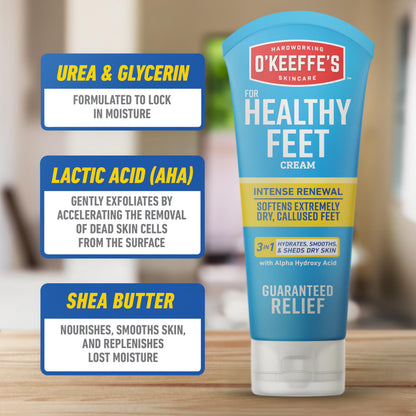 OKeeffes foot cream application on a dry cracked heel