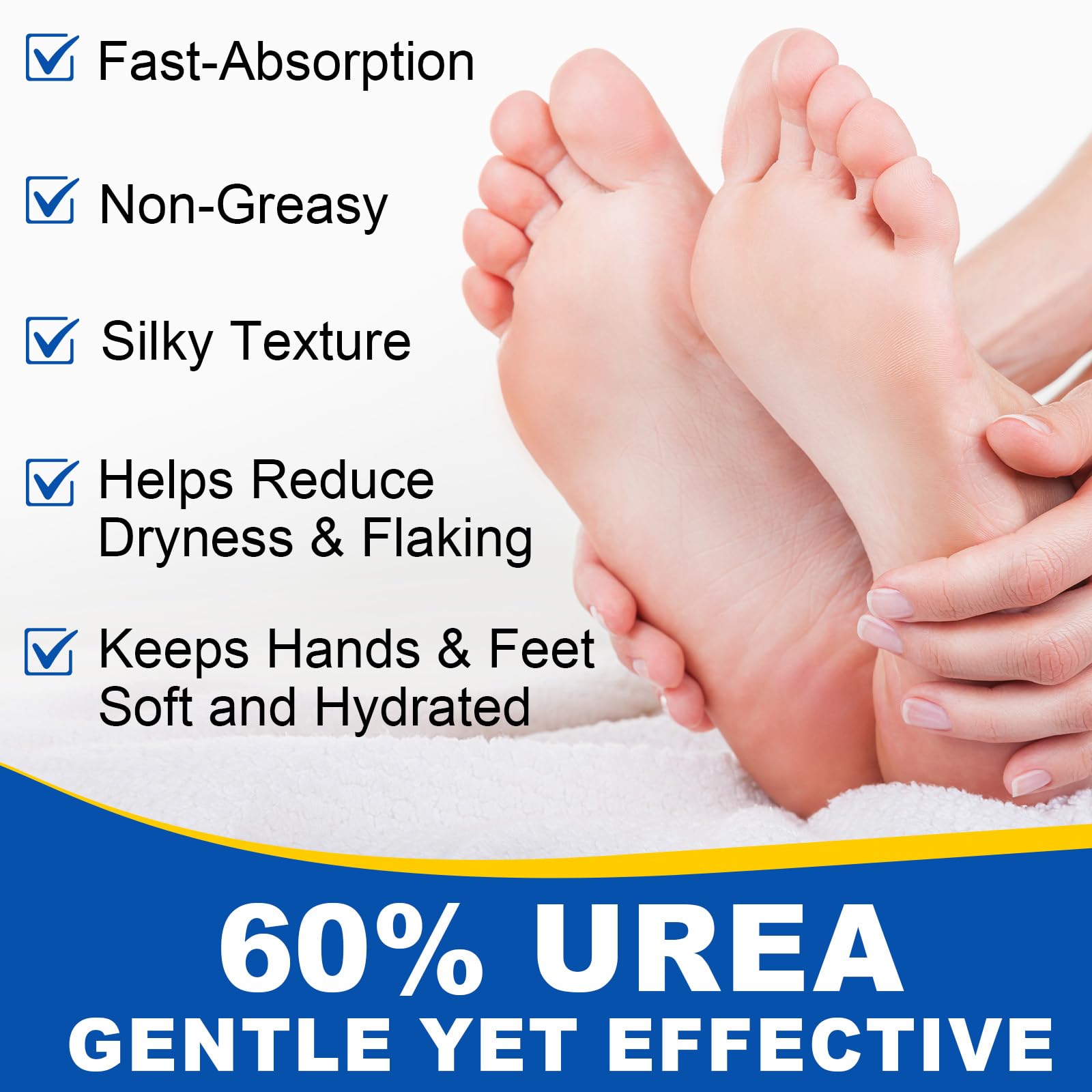 Targeted application of the solid urea stick formula on a dry callused heel demonstrating the mess free glide.