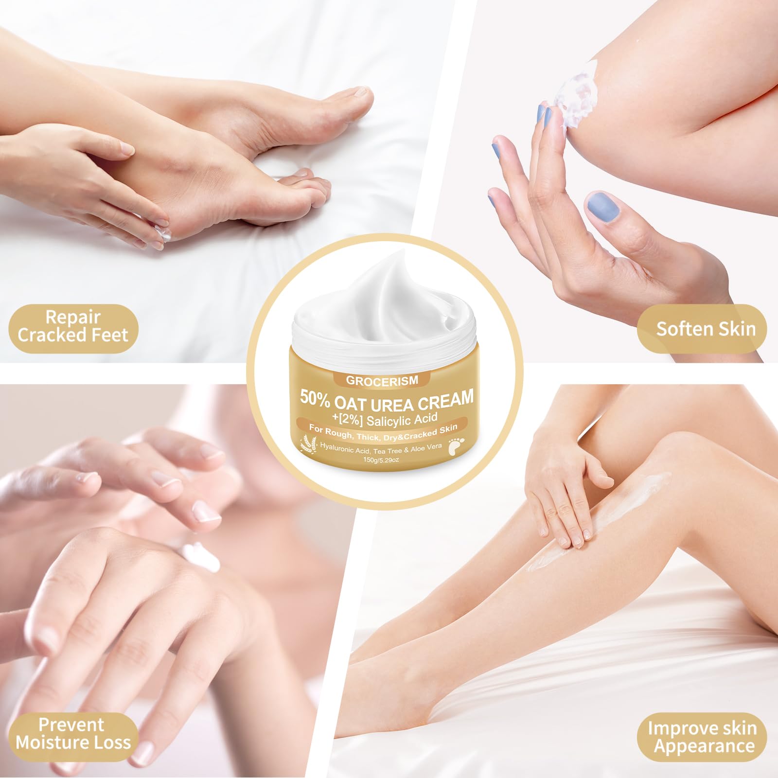 Grocerism therapeutic skin softening cream with oat extract and hyaluronic acid