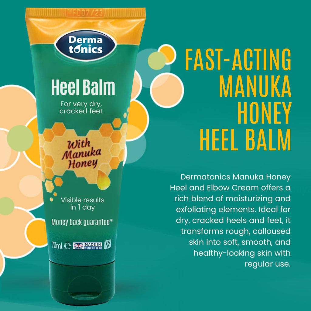 Dermatonics Heel Balm tube showing active ingredients