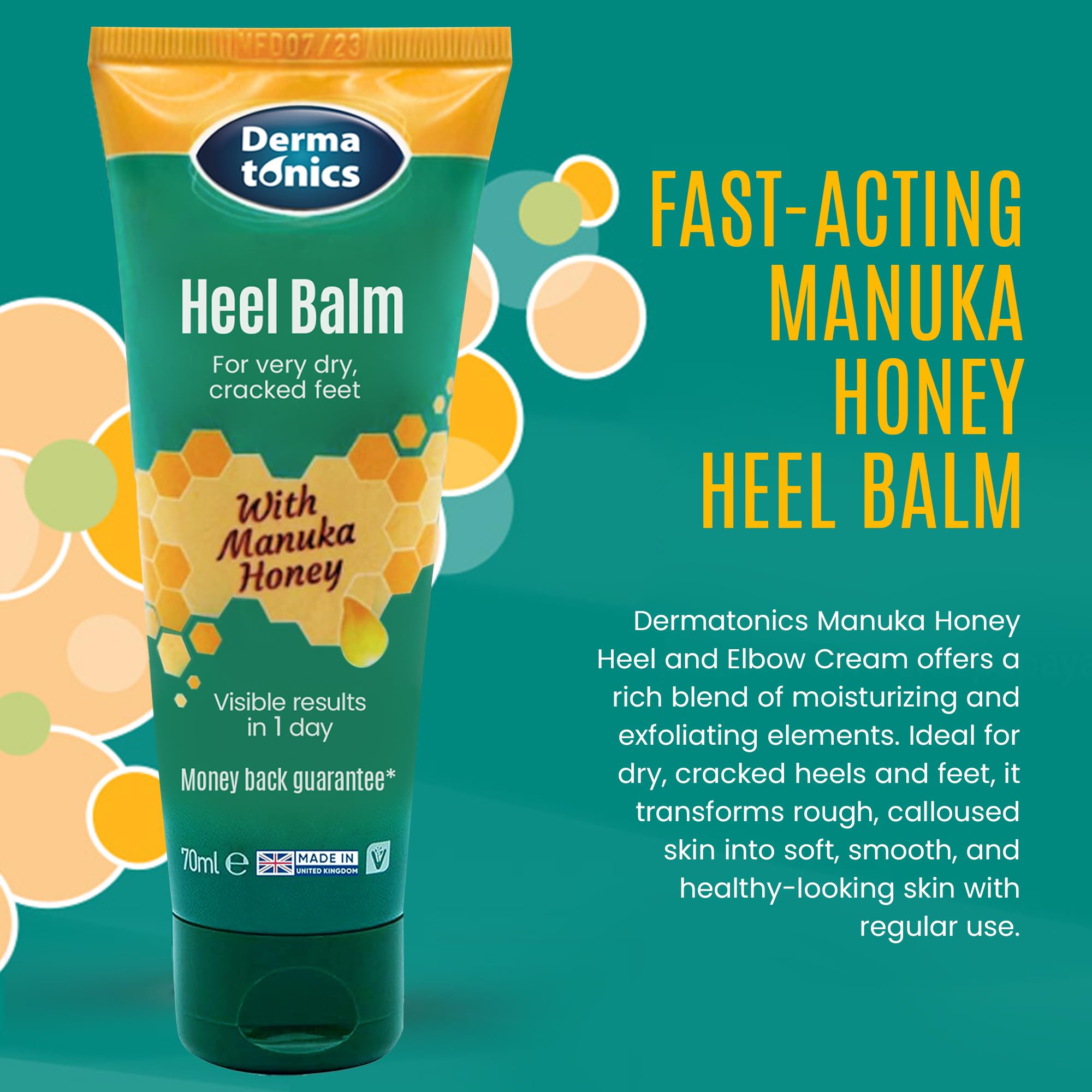 Dermatonics manuka honey heel balm intensive moisturizing foot care product details