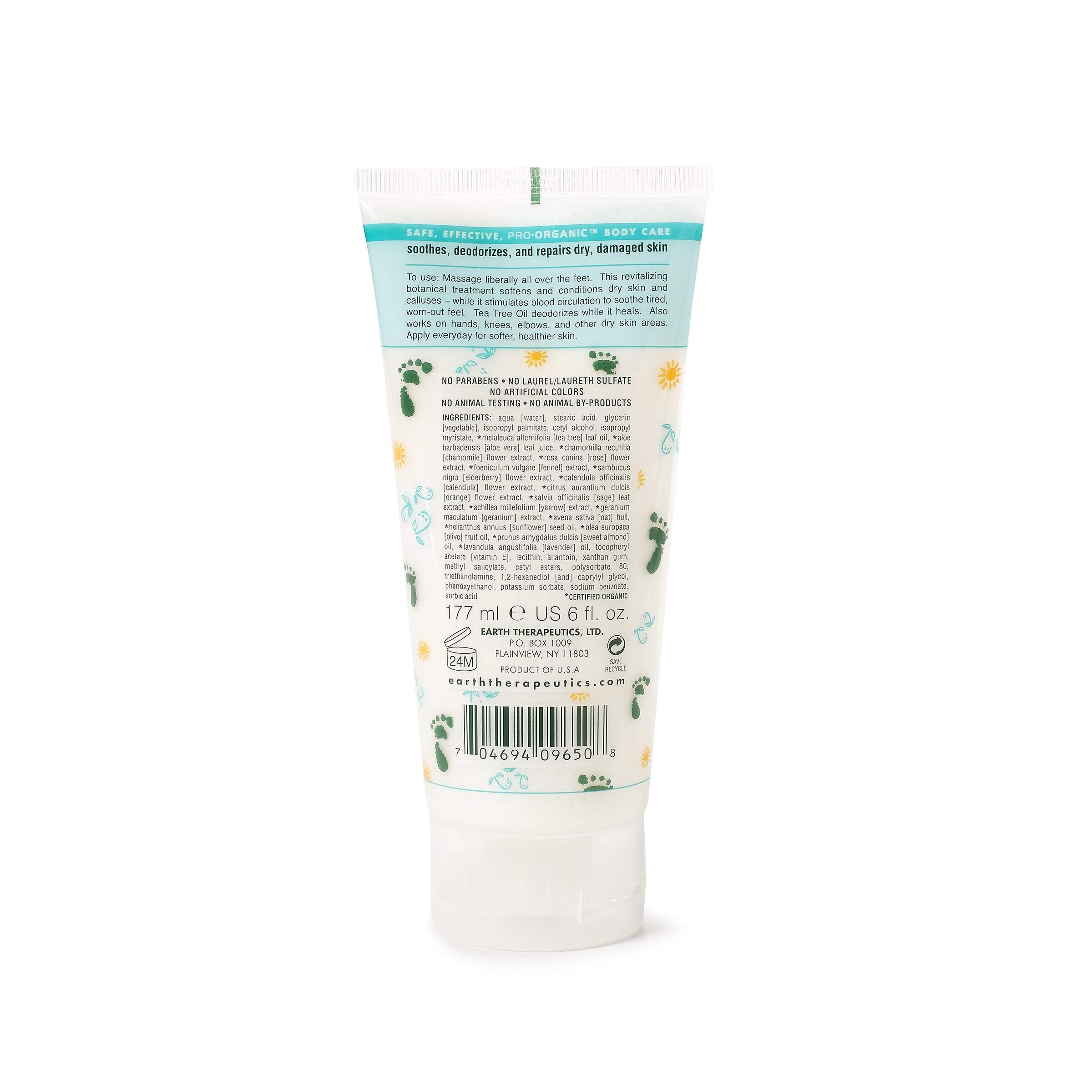 Australian Tea Tree Oil foot cream tube showing 6 ounce size information
