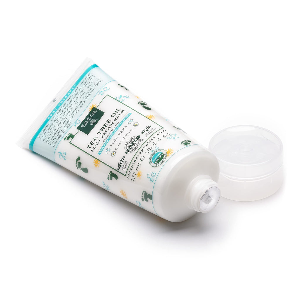 Close up of Earth Therapeutics Tea Tree Oil foot cream texture and consistency