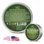 Open metal tin showing texture of tea tree oil soothing balm