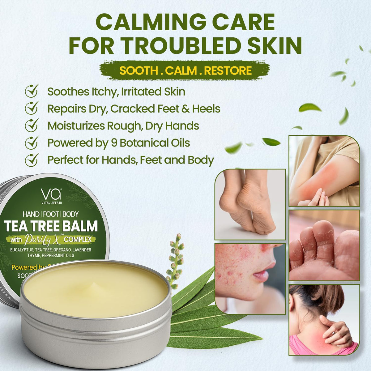 Lifestyle image of personal care tea tree balm in use