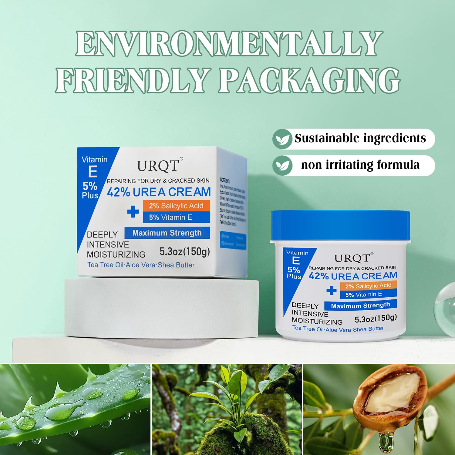 Back label of URQT intensive moisturizing foot and hand cream showing detailed product directions and warnings.