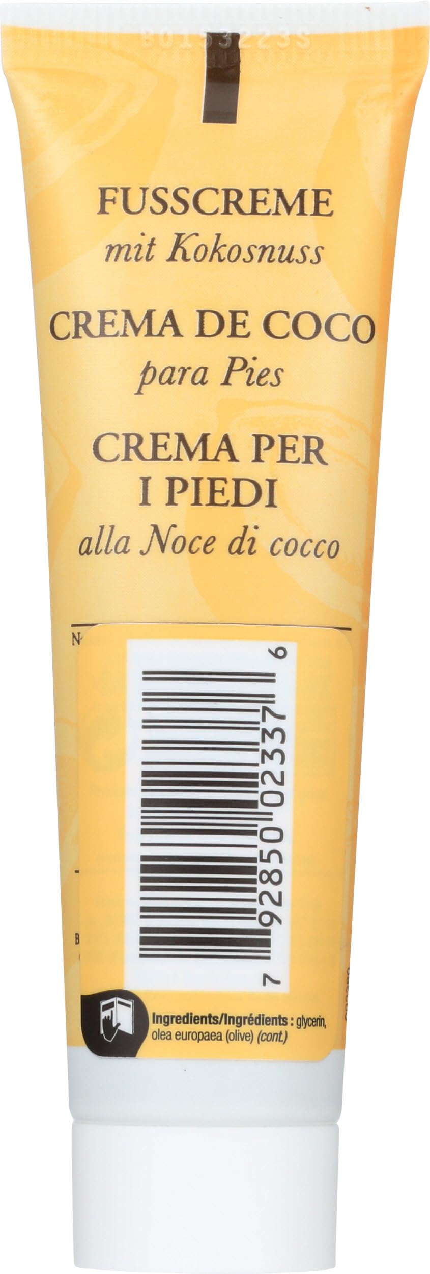 Burt's Bees Coconut Foot Cream back label showing natural ingredients list